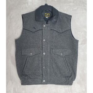 Wyoming Traders Vest Mens M Gray 100% Wool Full Zip Snap Pockets Lined EUC
